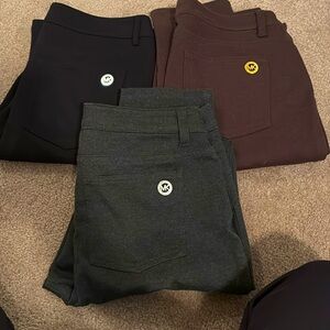 MK  3pr black/gray/brown button waste dress pants. Ankle length.